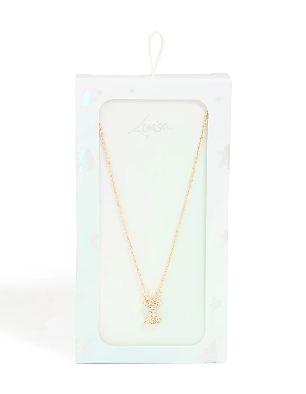 Kids Gold Cubic Zirconia Letter I Necklace - Image 5