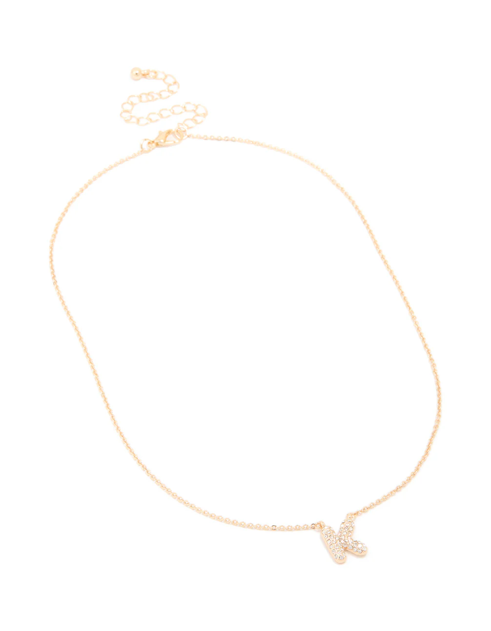 Kids Gold Cubic Zirconia Letter K Necklace - Image 3