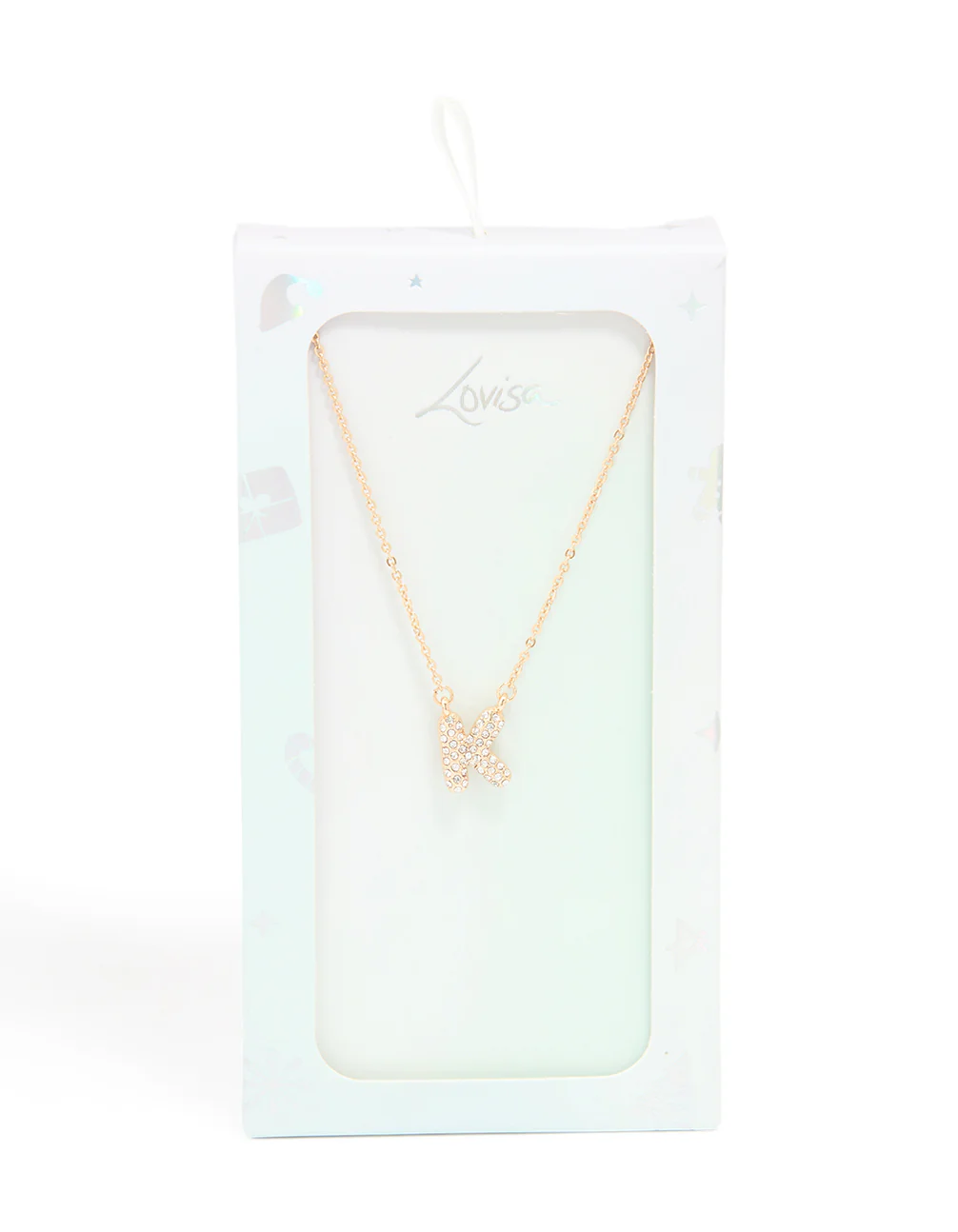 Kids Gold Cubic Zirconia Letter K Necklace - Image 5