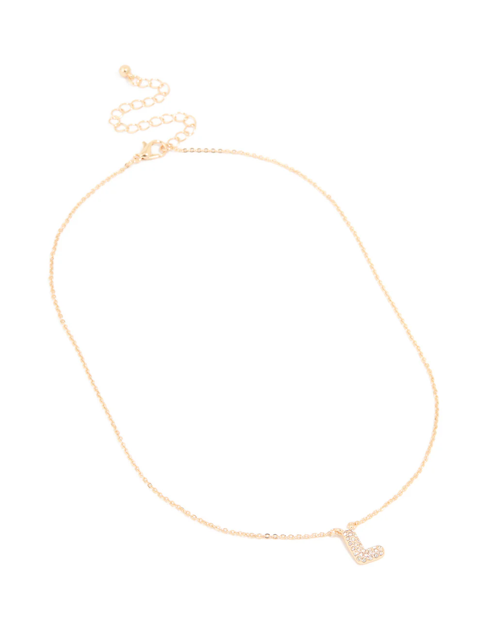 Kids Gold Cubic Zirconia Letter L Necklace - Image 3
