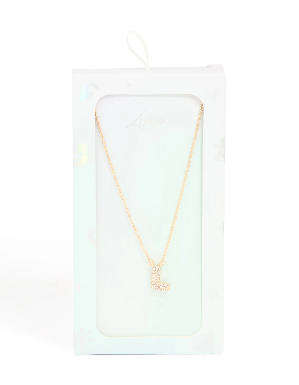 Kids Gold Cubic Zirconia Letter L Necklace - Image 5