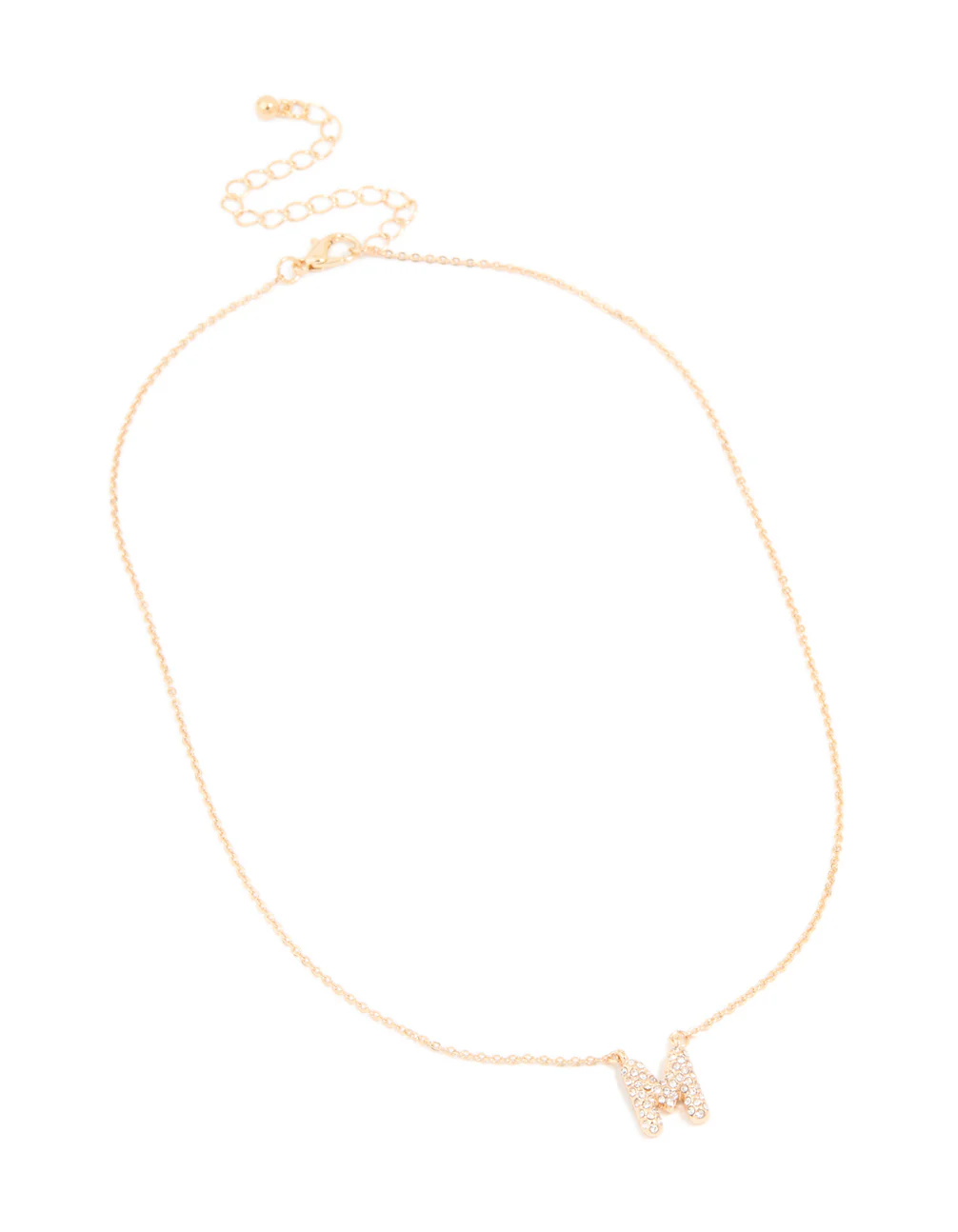 Kids Gold Cubic Zirconia Letter M Necklace - Image 3