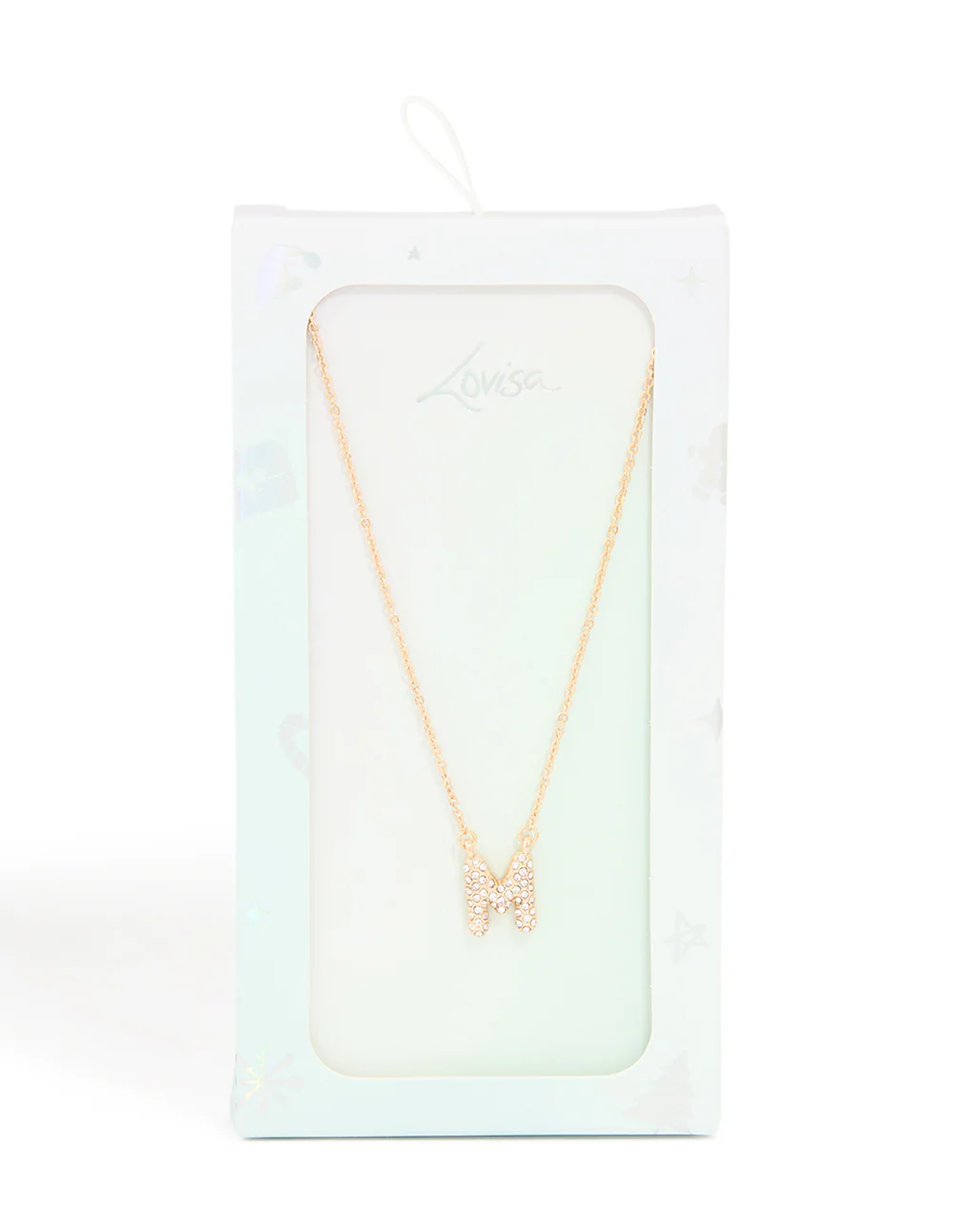Kids Gold Cubic Zirconia Letter M Necklace - Image 5