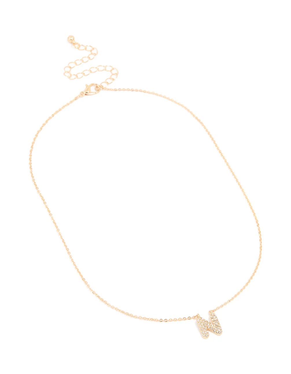 Kids Gold Cubic Zirconia Letter N Necklace - Image 3