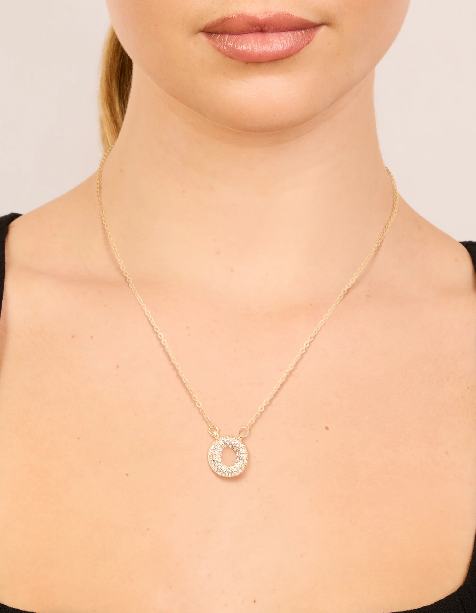 Kids Gold Cubic Zirconia Letter O Necklace - Image 2
