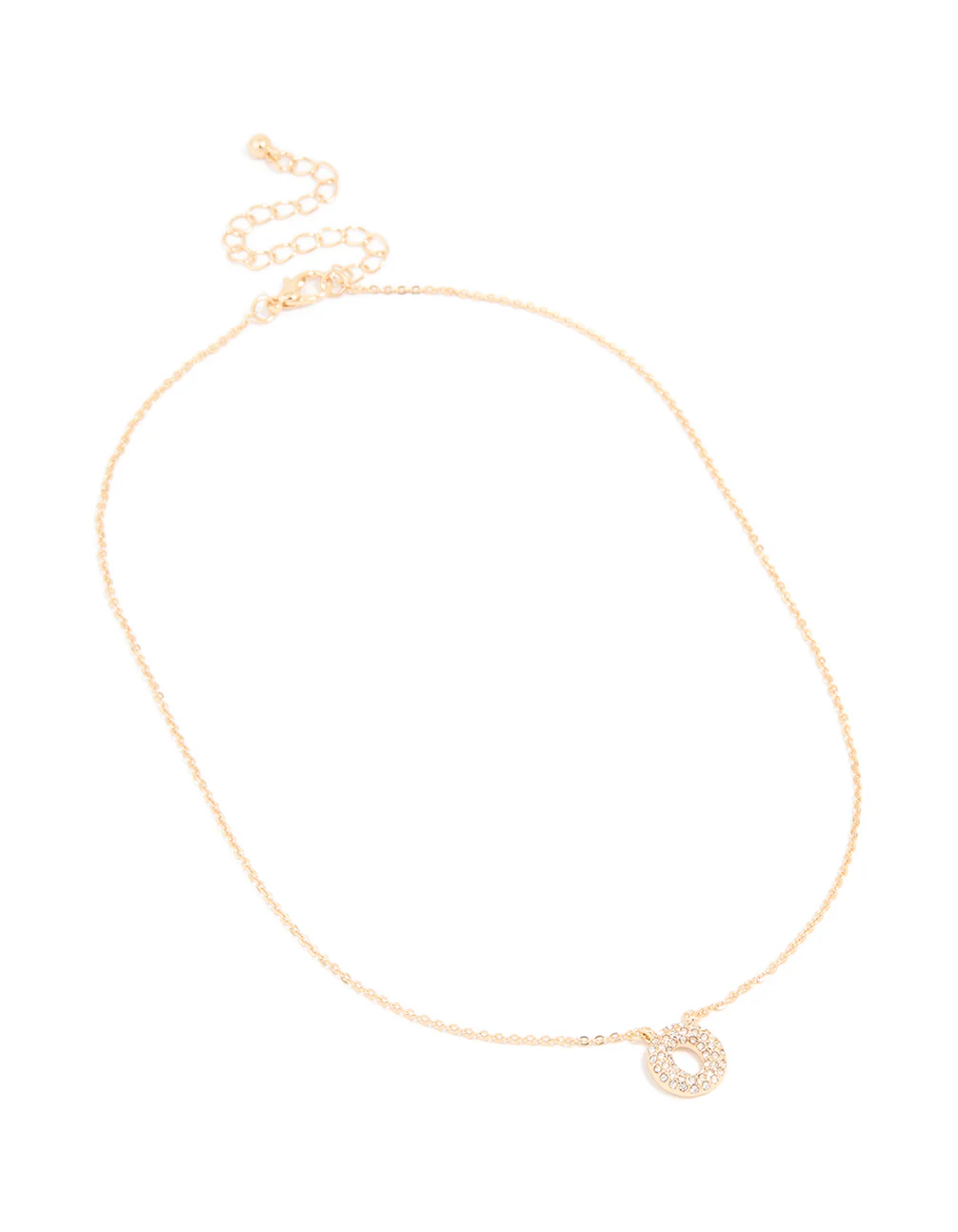 Kids Gold Cubic Zirconia Letter O Necklace - Image 3
