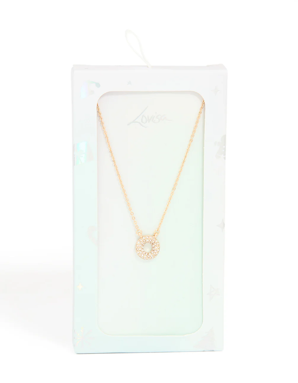 Kids Gold Cubic Zirconia Letter O Necklace - Image 5