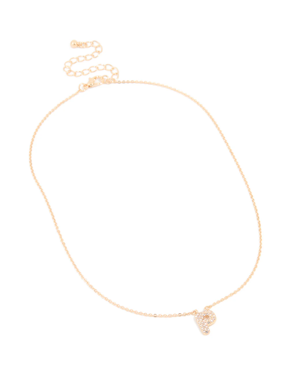 Kids Gold Cubic Zirconia Letter P Necklace - Image 3