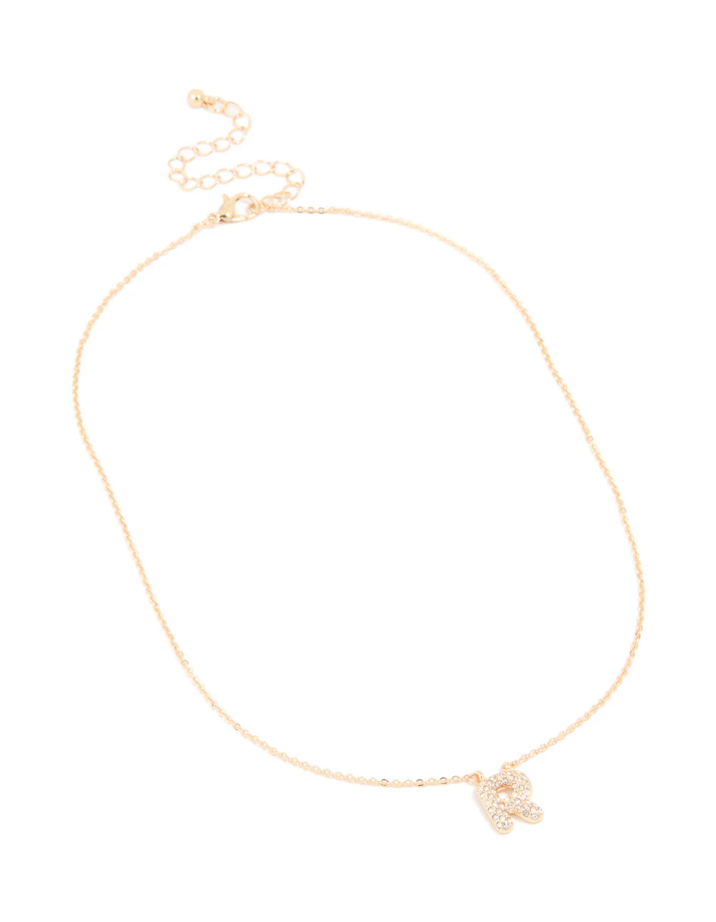 Kids Gold Cubic Zirconia Letter R Necklace - Image 2