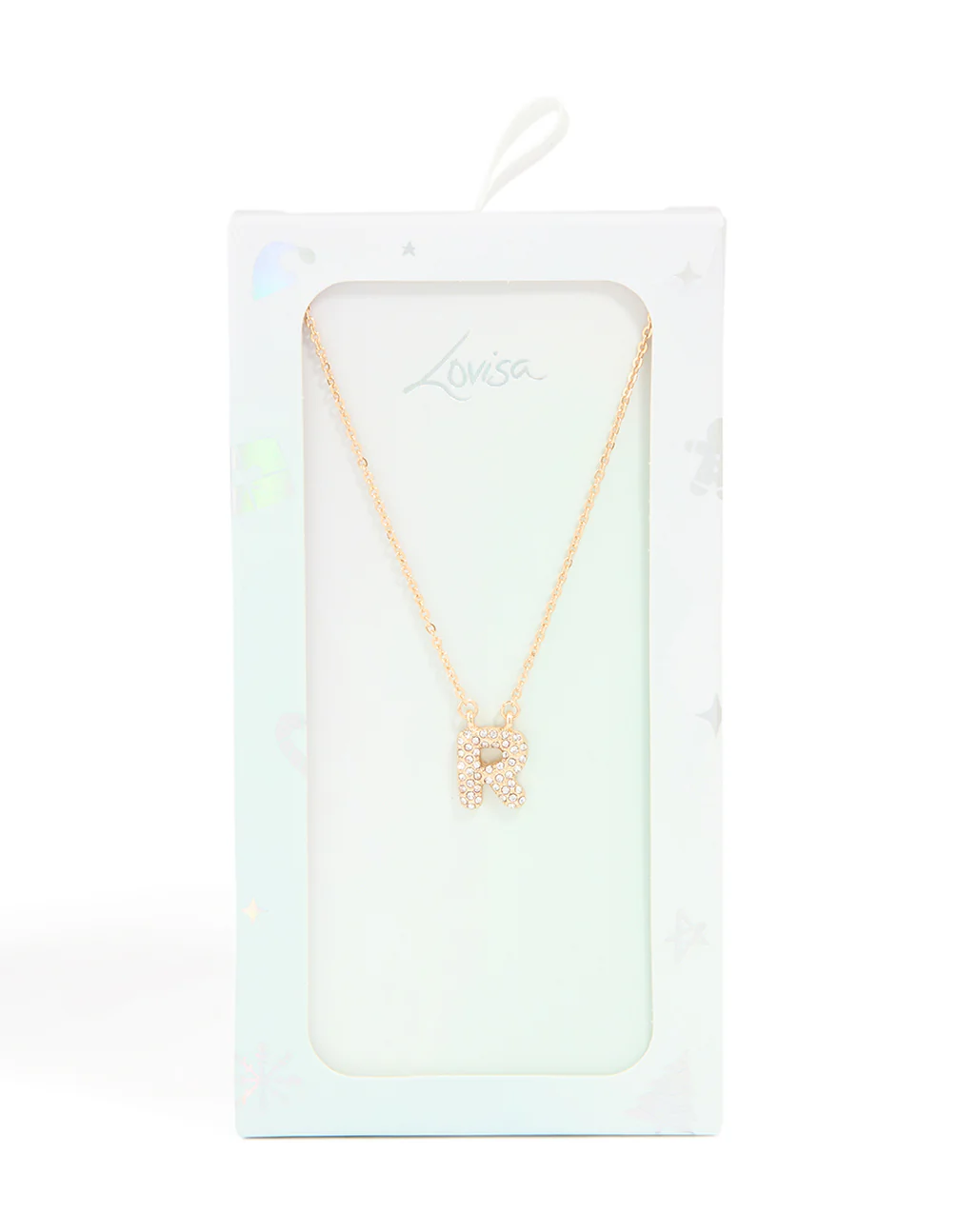 Kids Gold Cubic Zirconia Letter R Necklace - Image 3