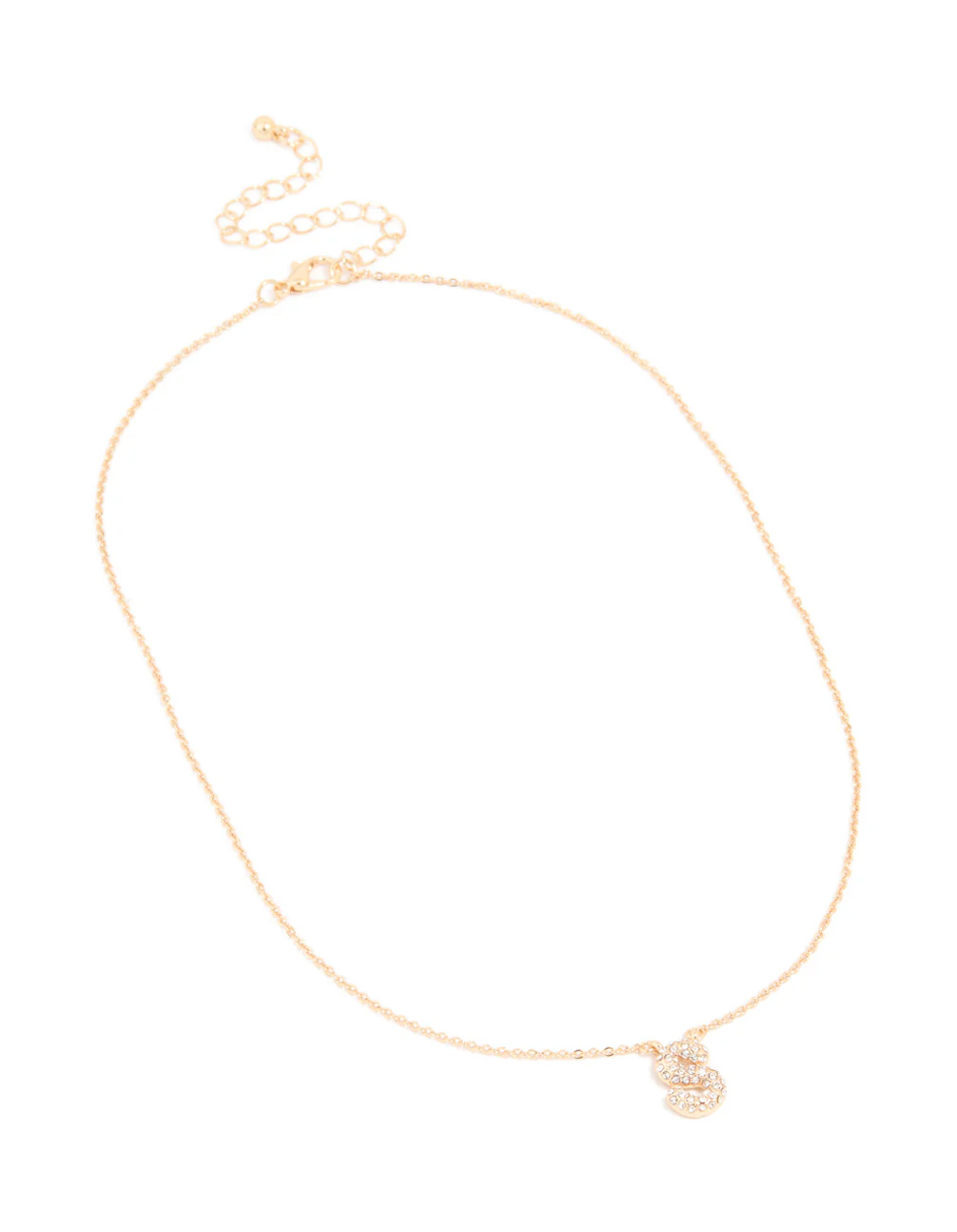 Kids Gold Cubic Zirconia Letter S Necklace - Image 3
