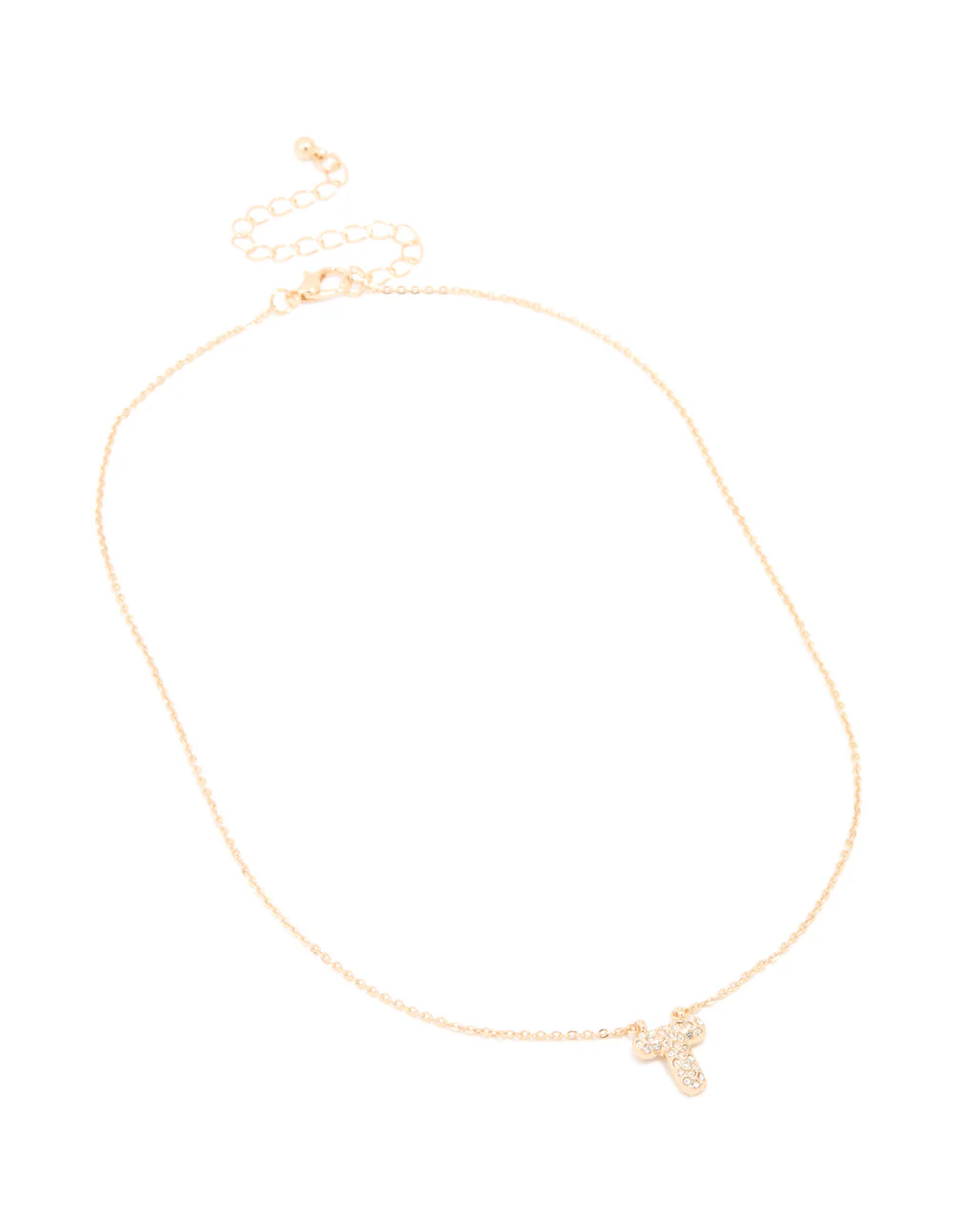 Kids Gold Cubic Zirconia Letter T Necklace - Image 3
