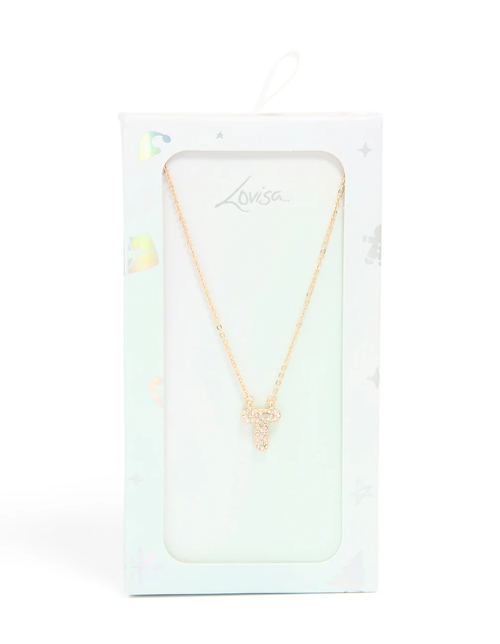 Kids Gold Cubic Zirconia Letter T Necklace - Image 5