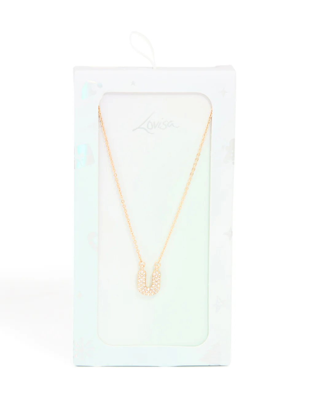 Kids Gold Cubic Zirconia Letter U Necklace - Image 5