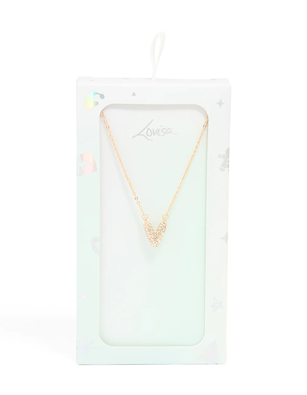 Kids Gold Cubic Zirconia Letter V Necklace - Image 5