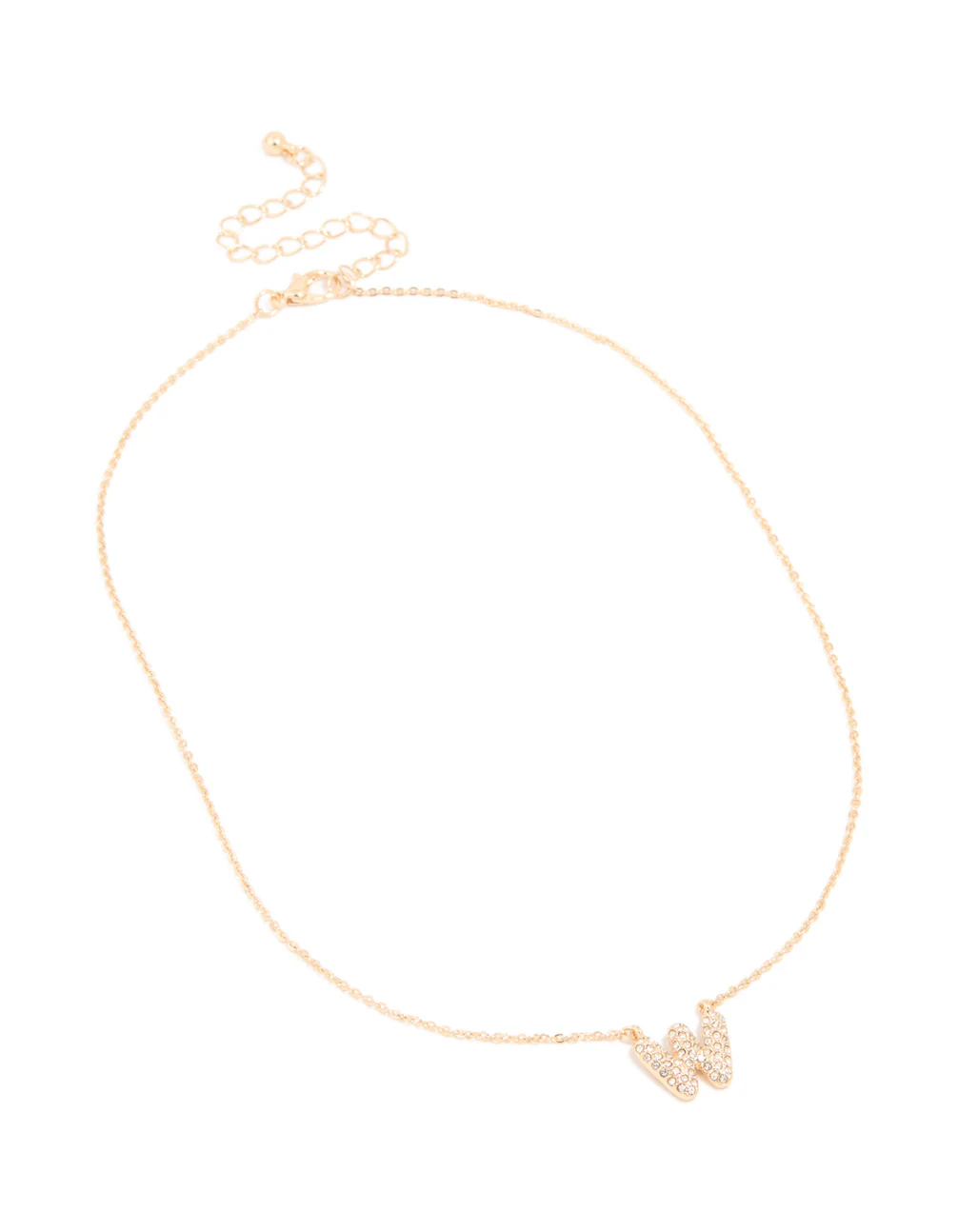 Kids Gold Cubic Zirconia Letter W Necklace - Image 3
