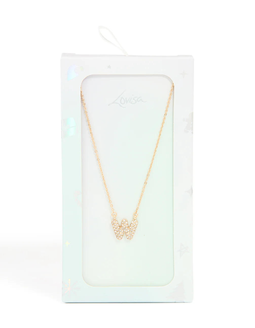 Kids Gold Cubic Zirconia Letter W Necklace - Image 5