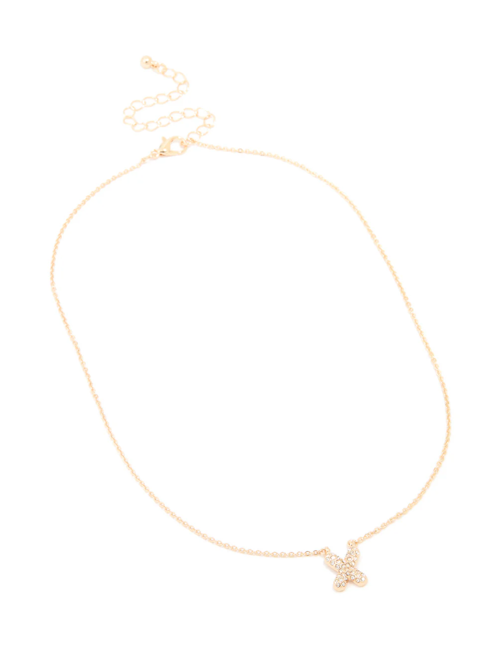 Kids Gold Cubic Zirconia Letter X Necklace - Image 3