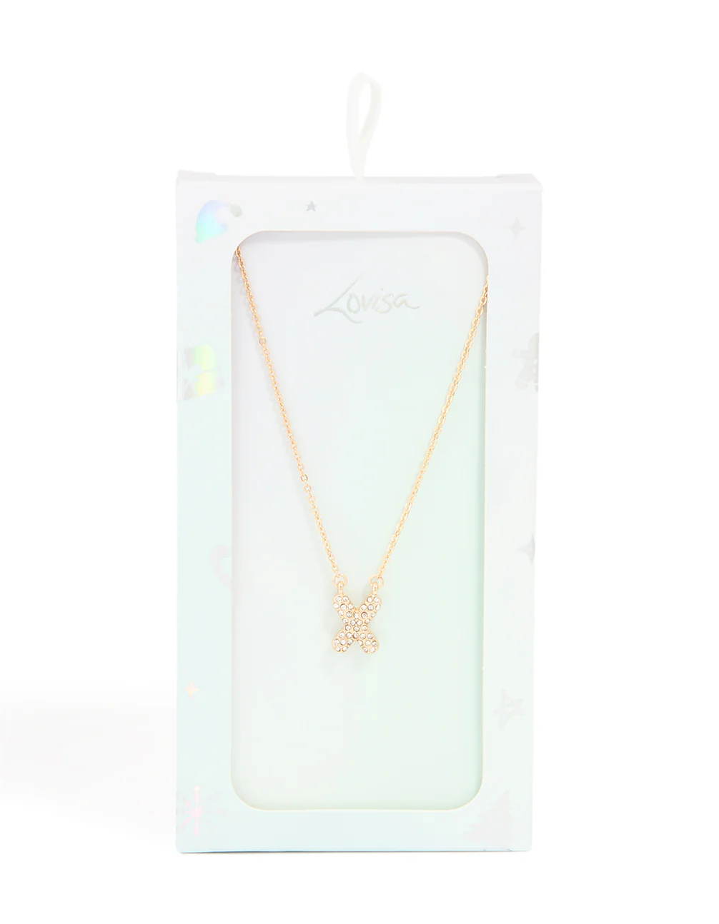 Kids Gold Cubic Zirconia Letter X Necklace - Image 5