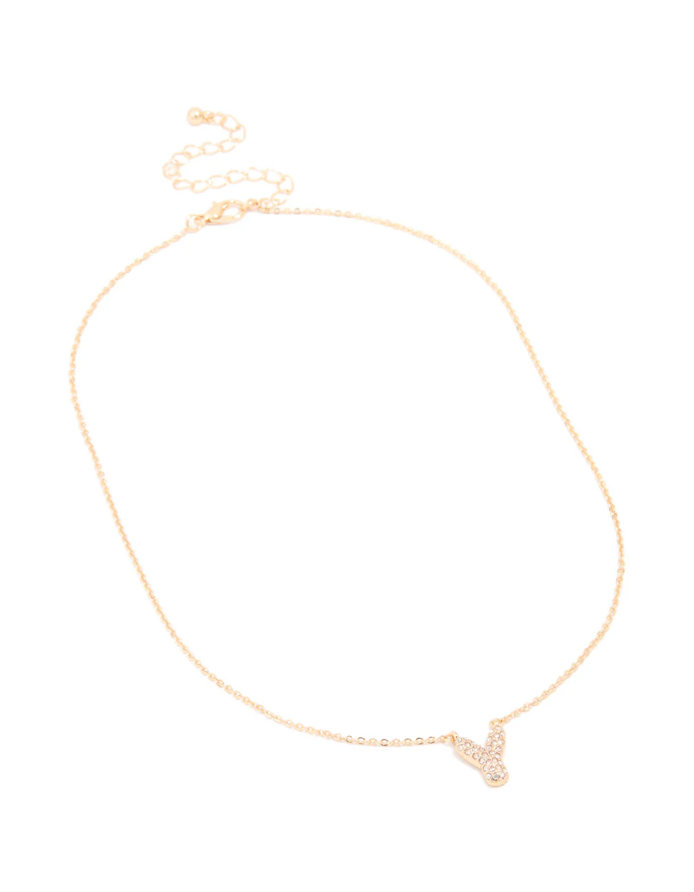 Kids Gold Cubic Zirconia Letter Y Necklace - Image 3