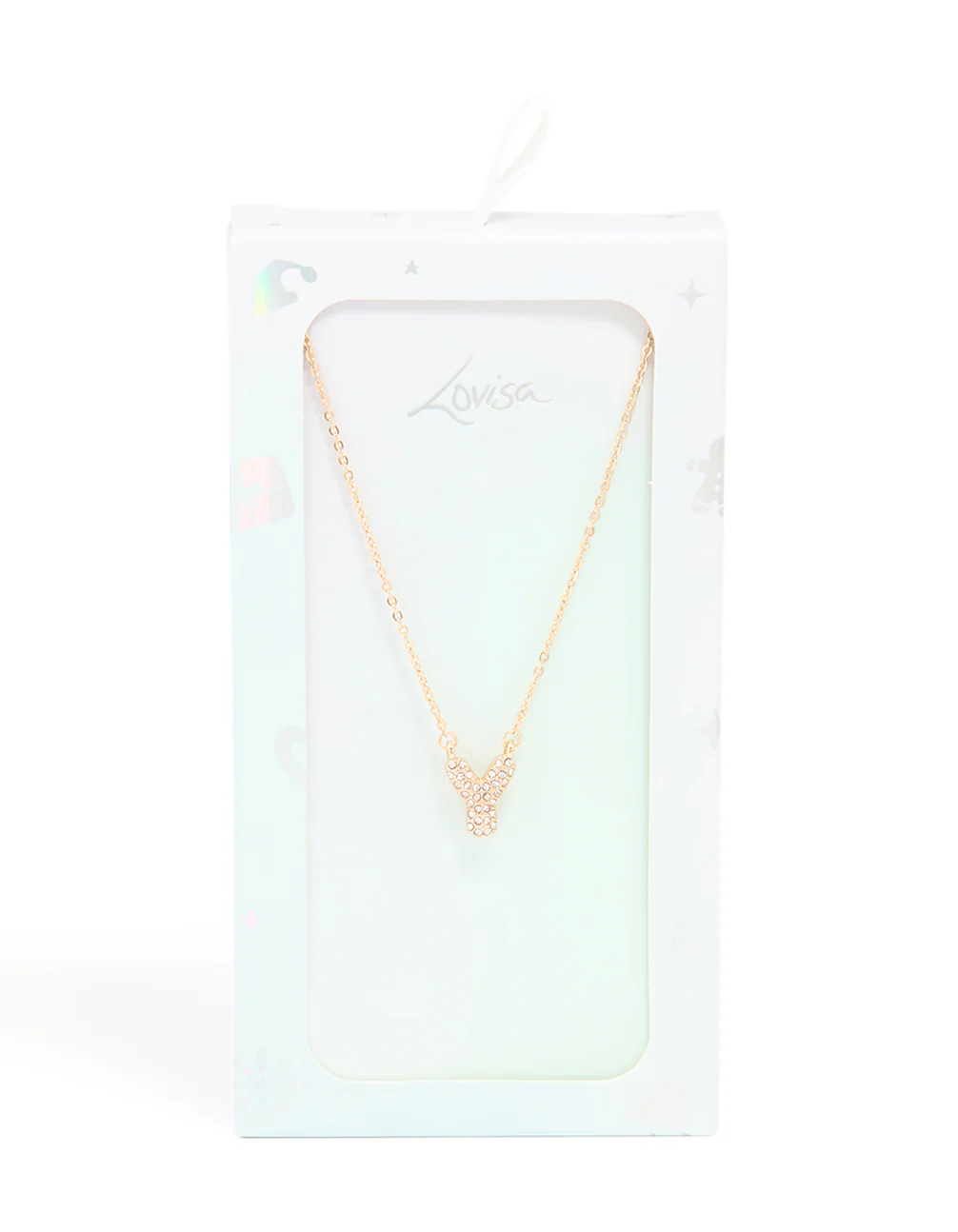Kids Gold Cubic Zirconia Letter Y Necklace - Image 5