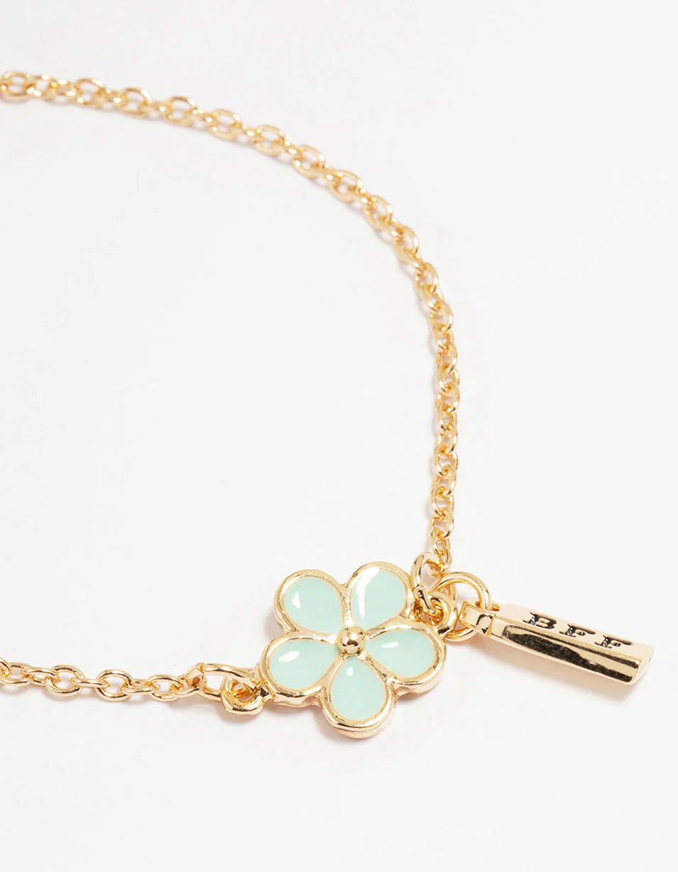 Kids Gold Flower Best Friends Bracelets 3-Pack - Image 2