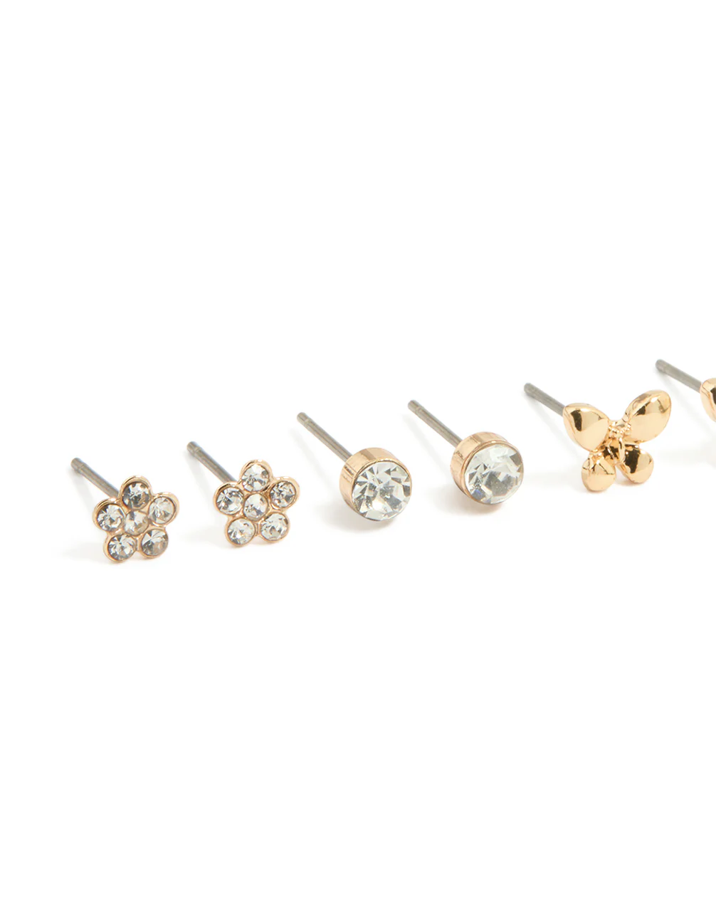 Kids Gold Love Bow & Heart Stud Earrings 6-Pack - Image 2