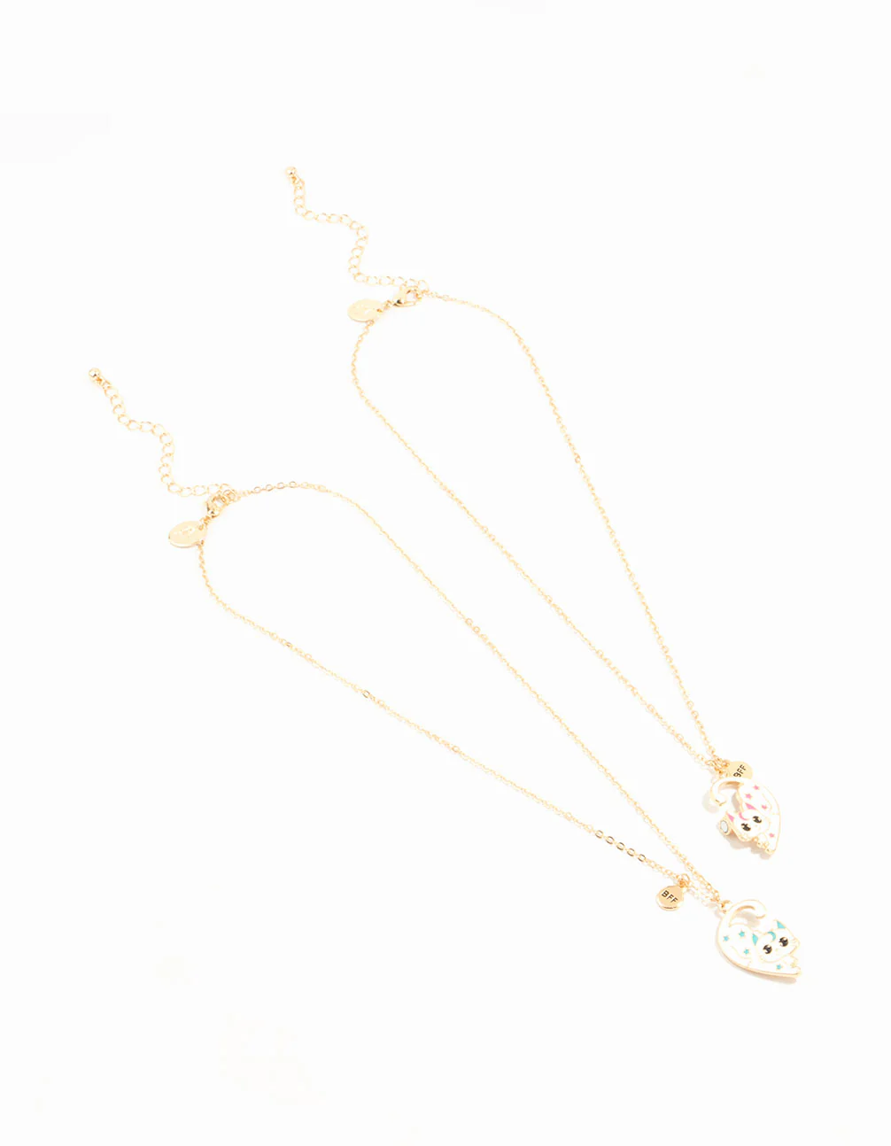 Kids Gold Moon Cat BFF Necklaces 2-Pack - Image 2