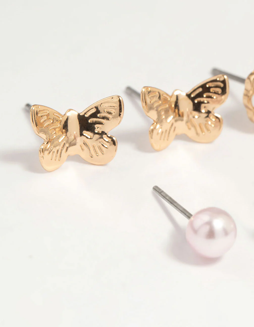 Kids Gold Mushroom & Strawberry Stud Earrings 6-Pack - Image 2
