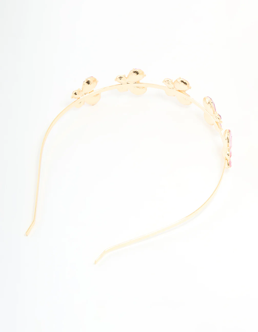 Kids Gold Pink Butterfly Headband - Image 3