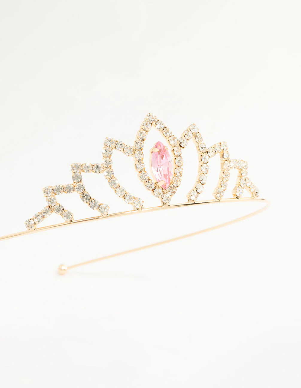 Kids Gold Pink Diamante Crown Headband - Image 2