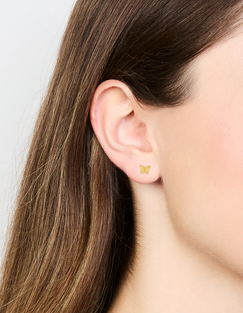Kids Gold Plated Surgical Steel Butterfly Flat Back Earrings - Image 2