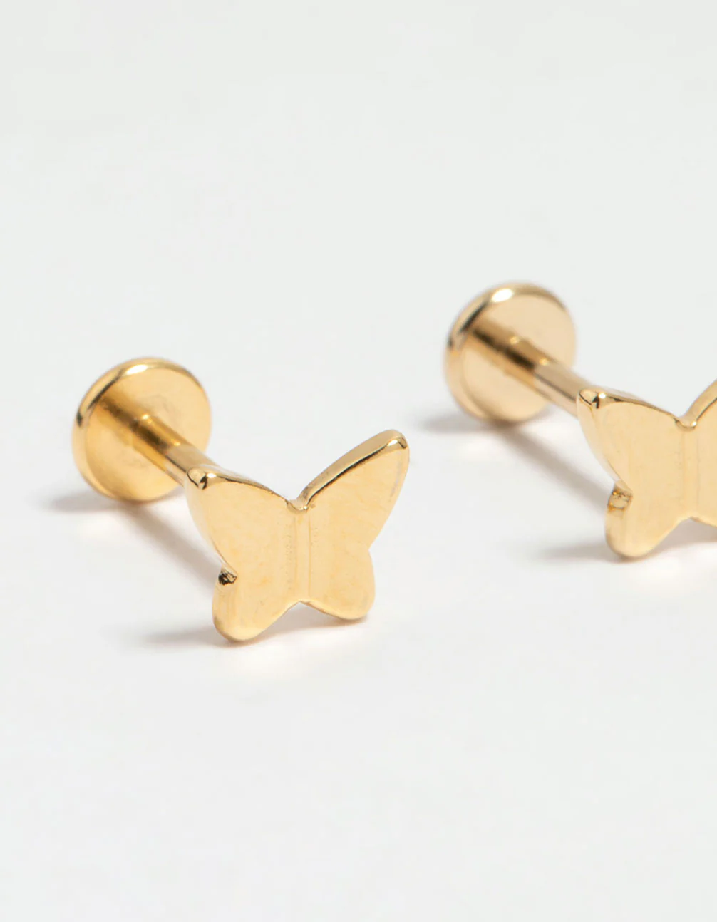 Kids Gold Plated Surgical Steel Butterfly Flat Back Earrings - Image 5