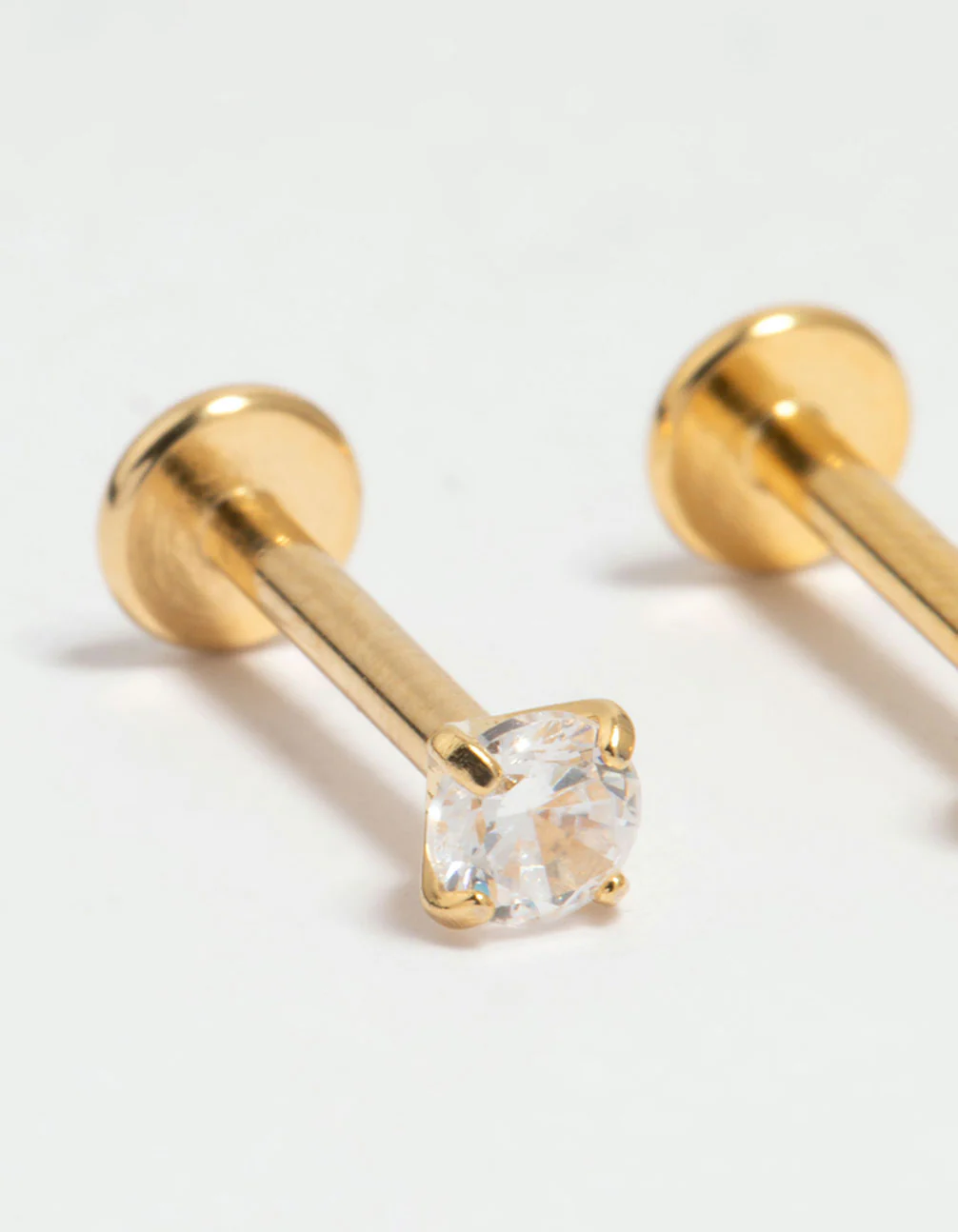 Gold Plated Surgical Steel Cubic Zirconia Flat Back Earrings - Image 5