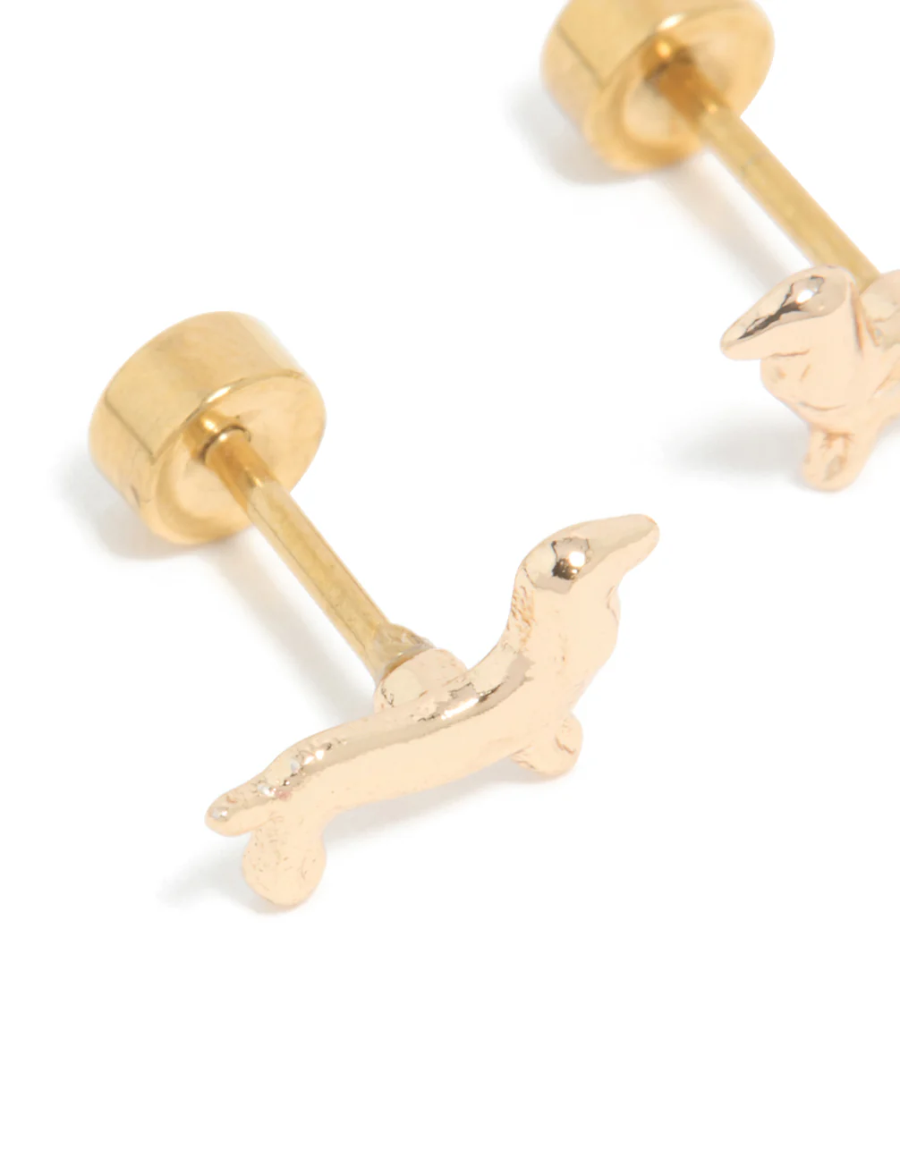 Kids Gold Plated Surgical Steel Dog Flat Back Studs - Image 2