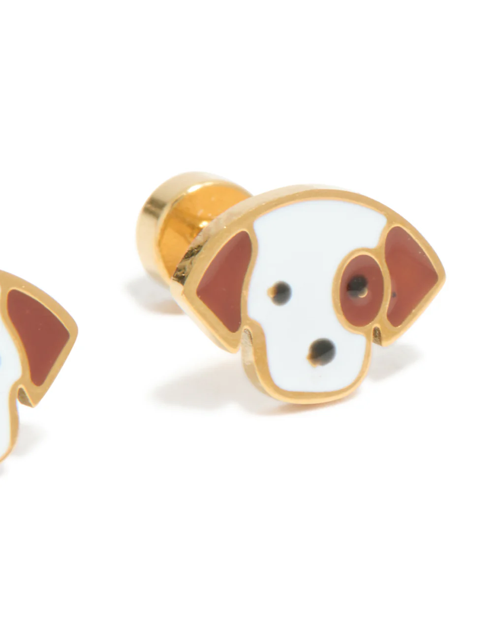 Kids Gold Plated Surgical Steel Enamel Cute Dog Flat Back Studs - Image 3