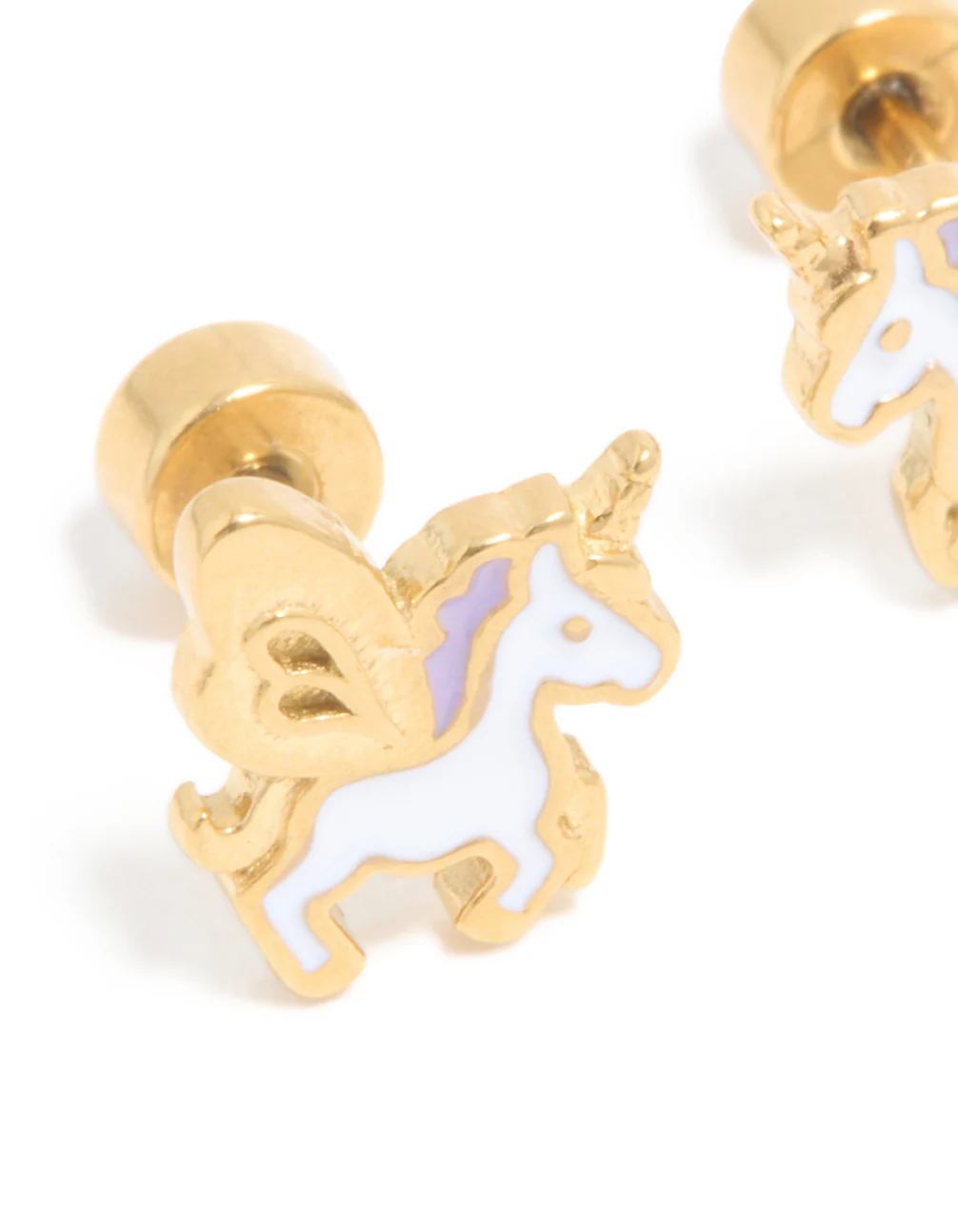 Kids Gold Plated Surgical Steel Magic Unicorn Flat Back Studs - Image 2