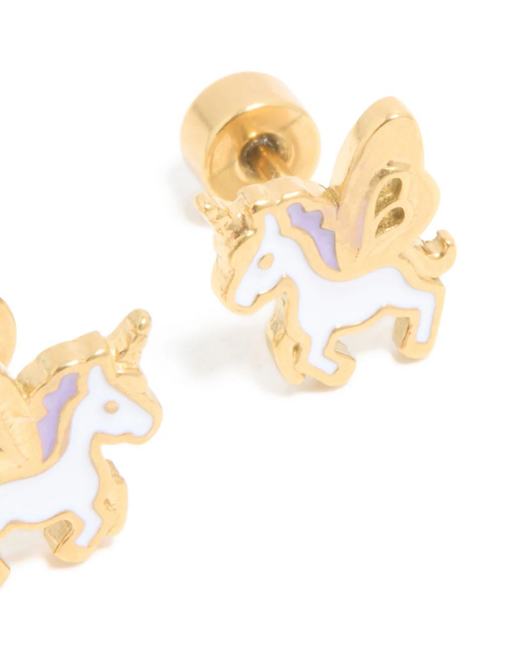 Kids Gold Plated Surgical Steel Magic Unicorn Flat Back Studs - Image 3