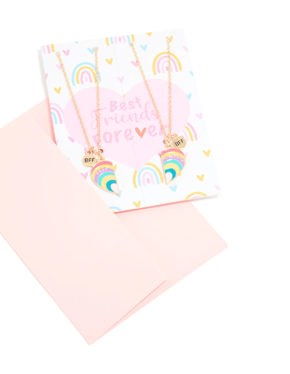Kids Gold Rainbow BFF Heart Necklace Pack - Image 3