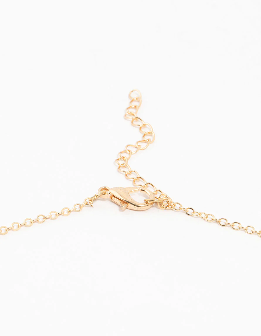 Kids Gold Rainbow Heart Charm Necklace - Image 3