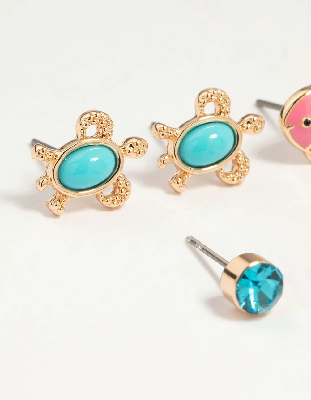 Kids Gold Sea Theme Stud Earrings 6-Pack - Image 2