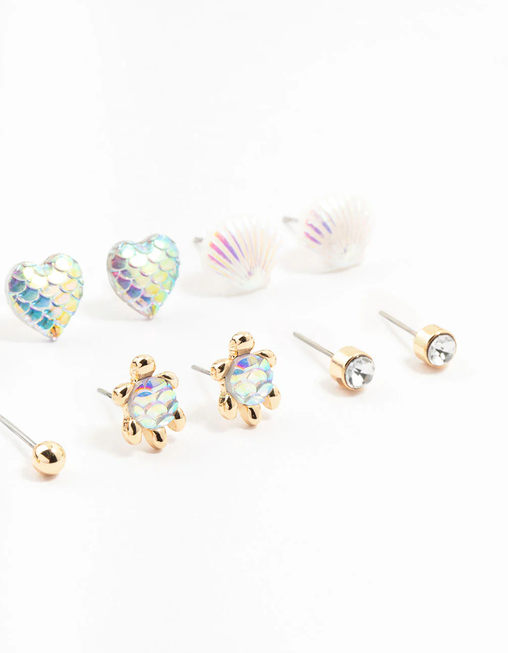Kids Gold Sea Theme Stud Earrings 6-Pack - Image 3