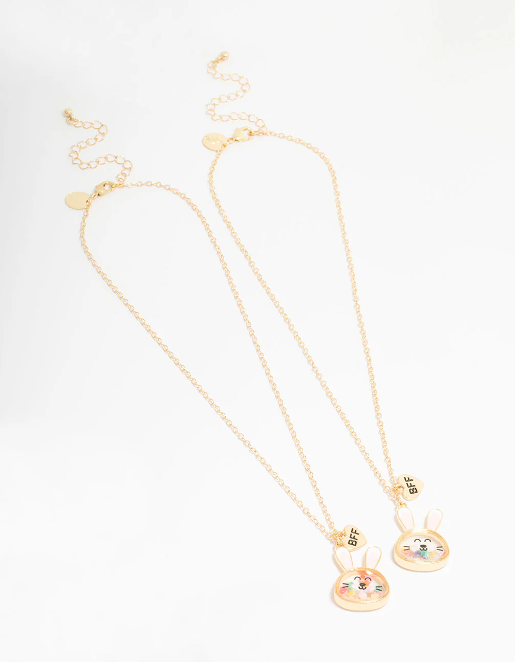 Kids Gold Shaker Bunny BFF Pendant Necklaces 2-Pack - Image 2