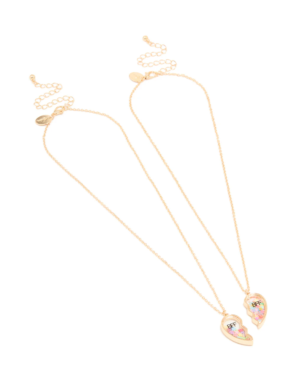 Kids Gold Shaker Heart BFF Pendant Necklaces 2-Pack - Image 2