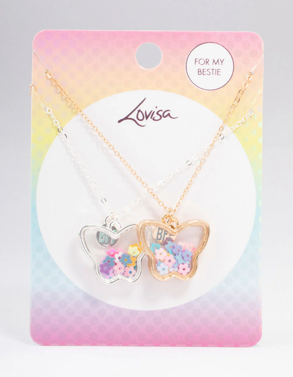 Kids Gold & Silver Butterfly Shaker Pendant Necklace Pack - Image 3