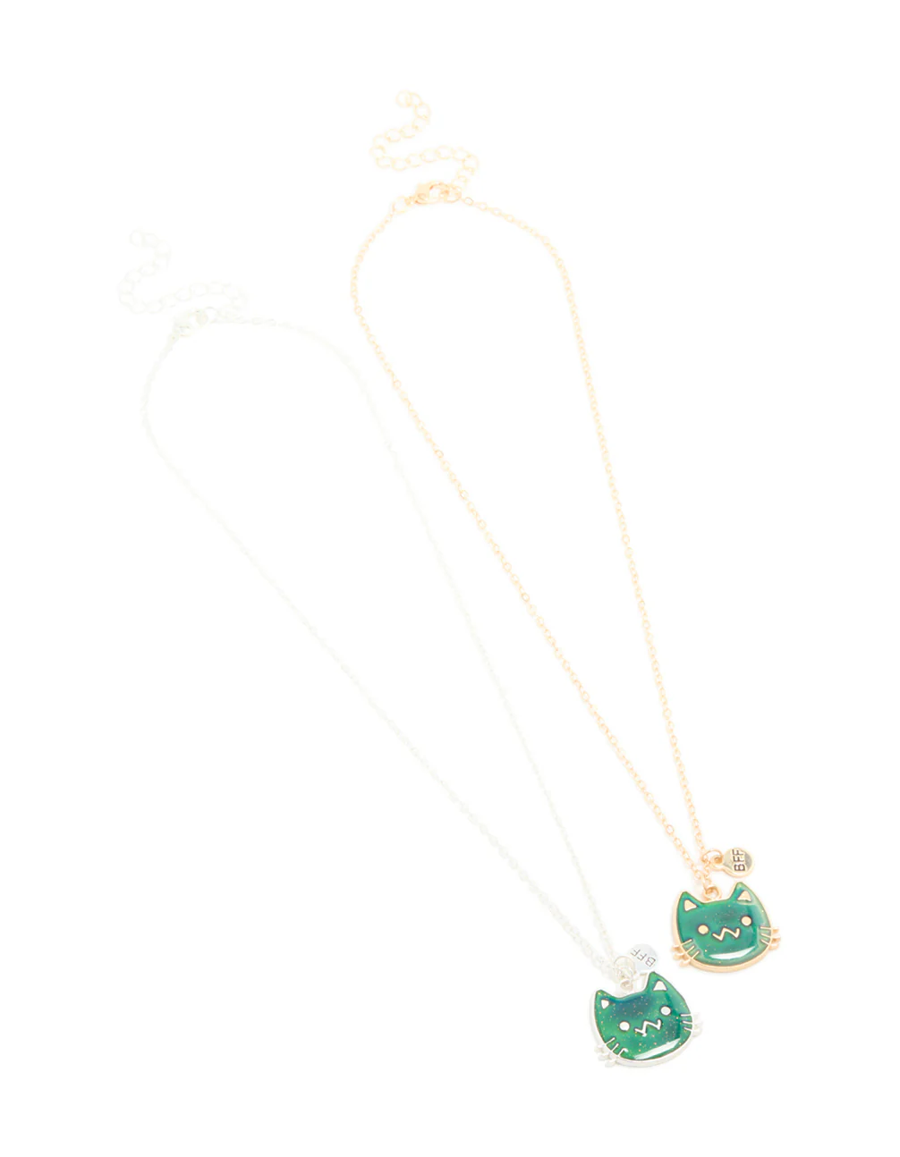Kids Gold & Silver Cat Mood BFF Necklace Pack - Image 2