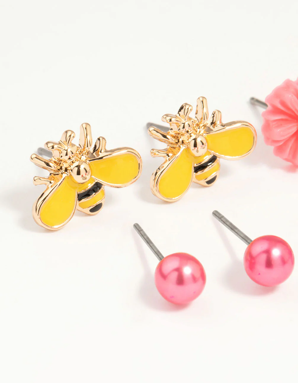 Kids Gold Tiara & Bee Stud Earrings 6-Pack - Image 2