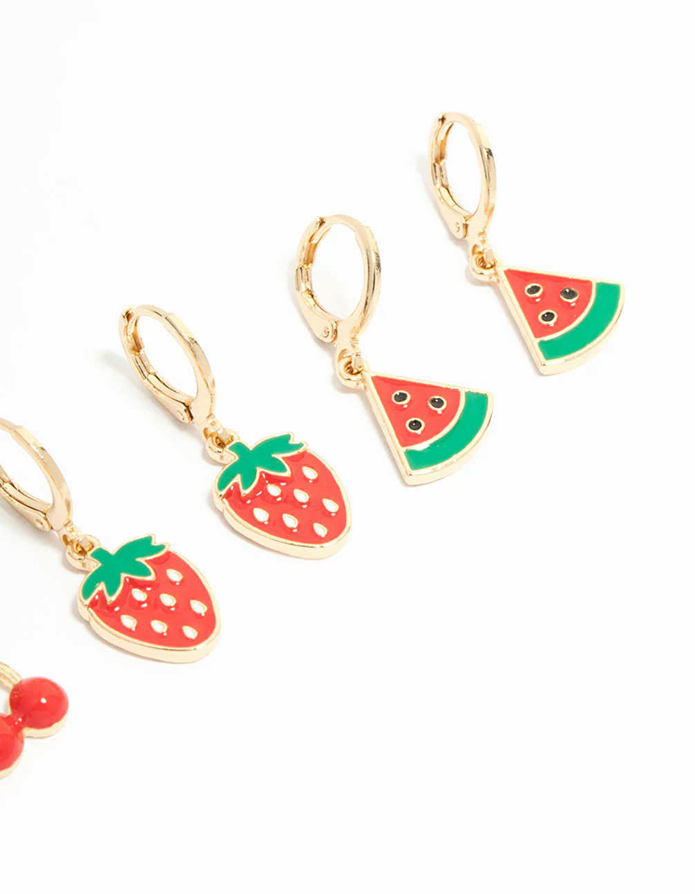 Kids Gold Tutti Frutti Huggie Earrings 3-Pack - Image 3