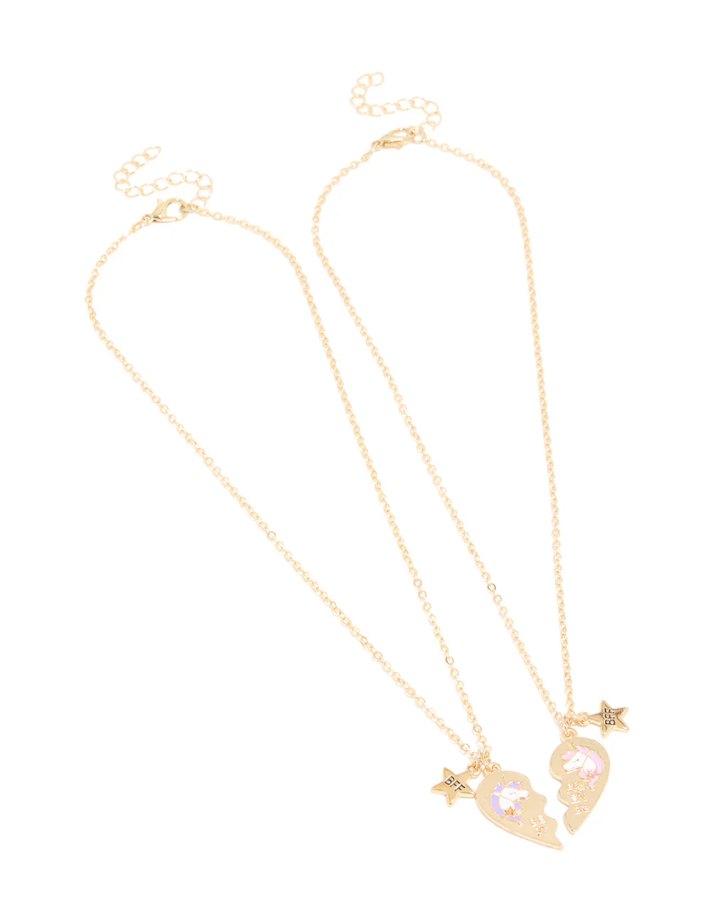 Kids Gold Unicorn BFF Heart Necklace Pack - Image 2