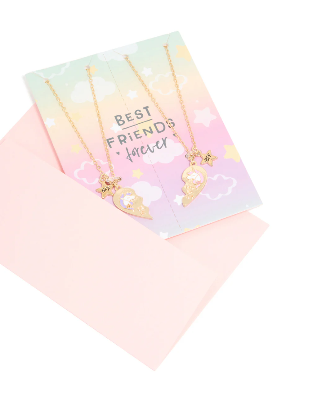 Kids Gold Unicorn BFF Heart Necklace Pack - Image 3